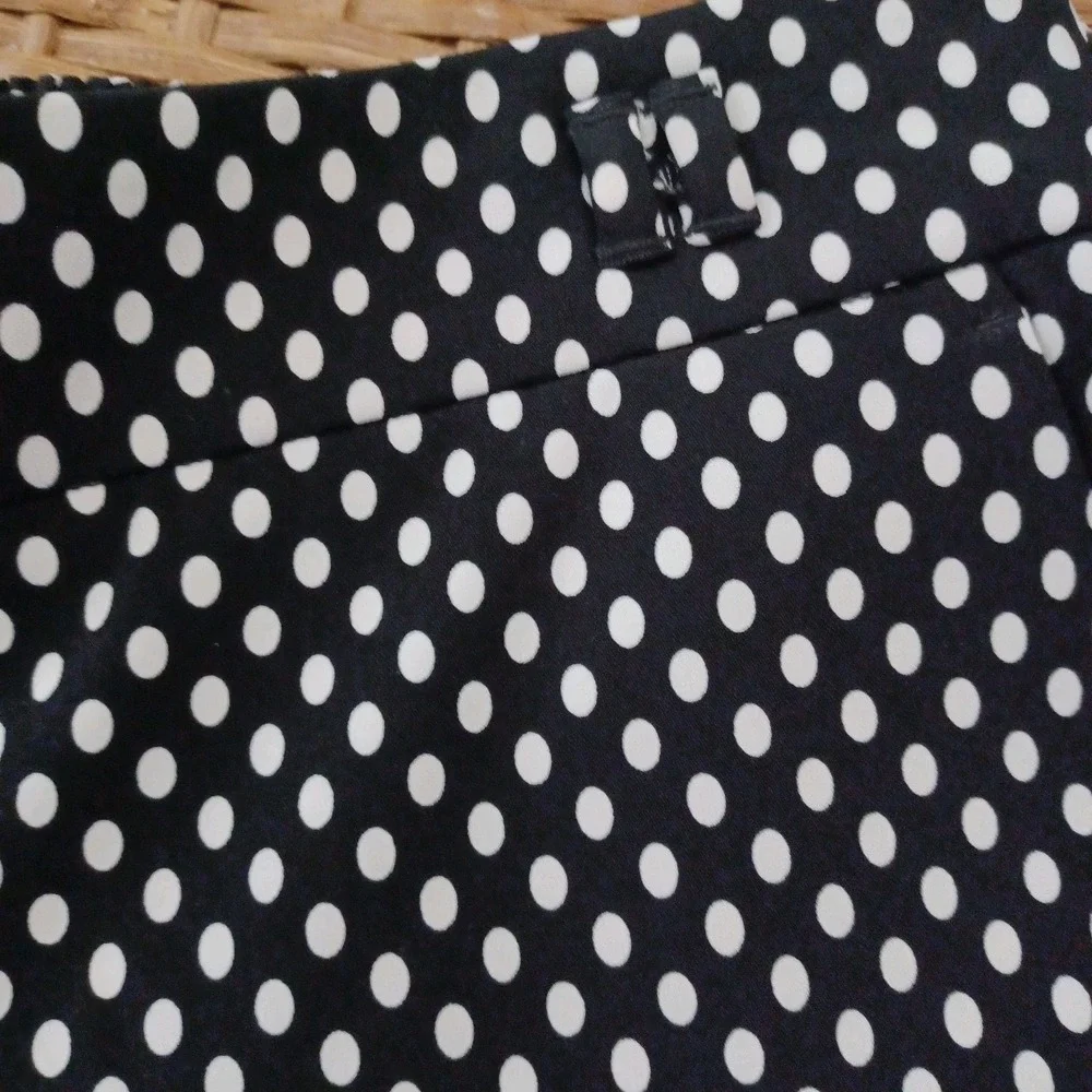 Talbots Womens Black White Polka Dot‎ Wide Leg Stretch Trouser Pants Size S